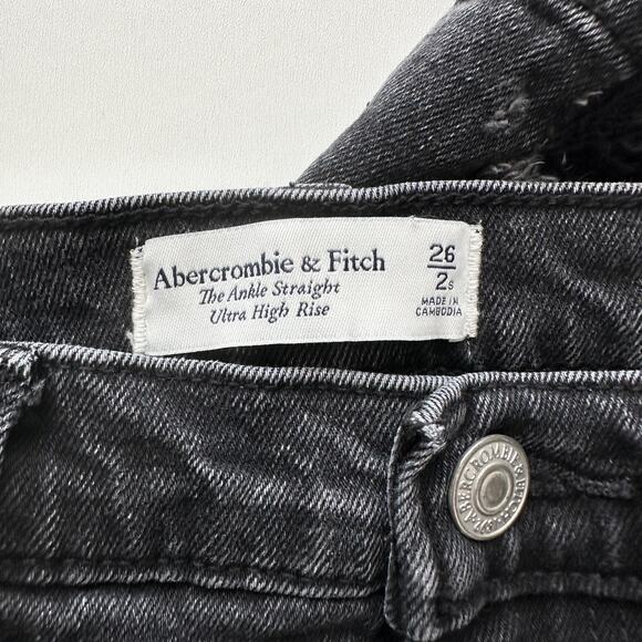 Abercrombie The Ankle Straight Ultra High Rise Distressed Jeans - Picture 6 of 10